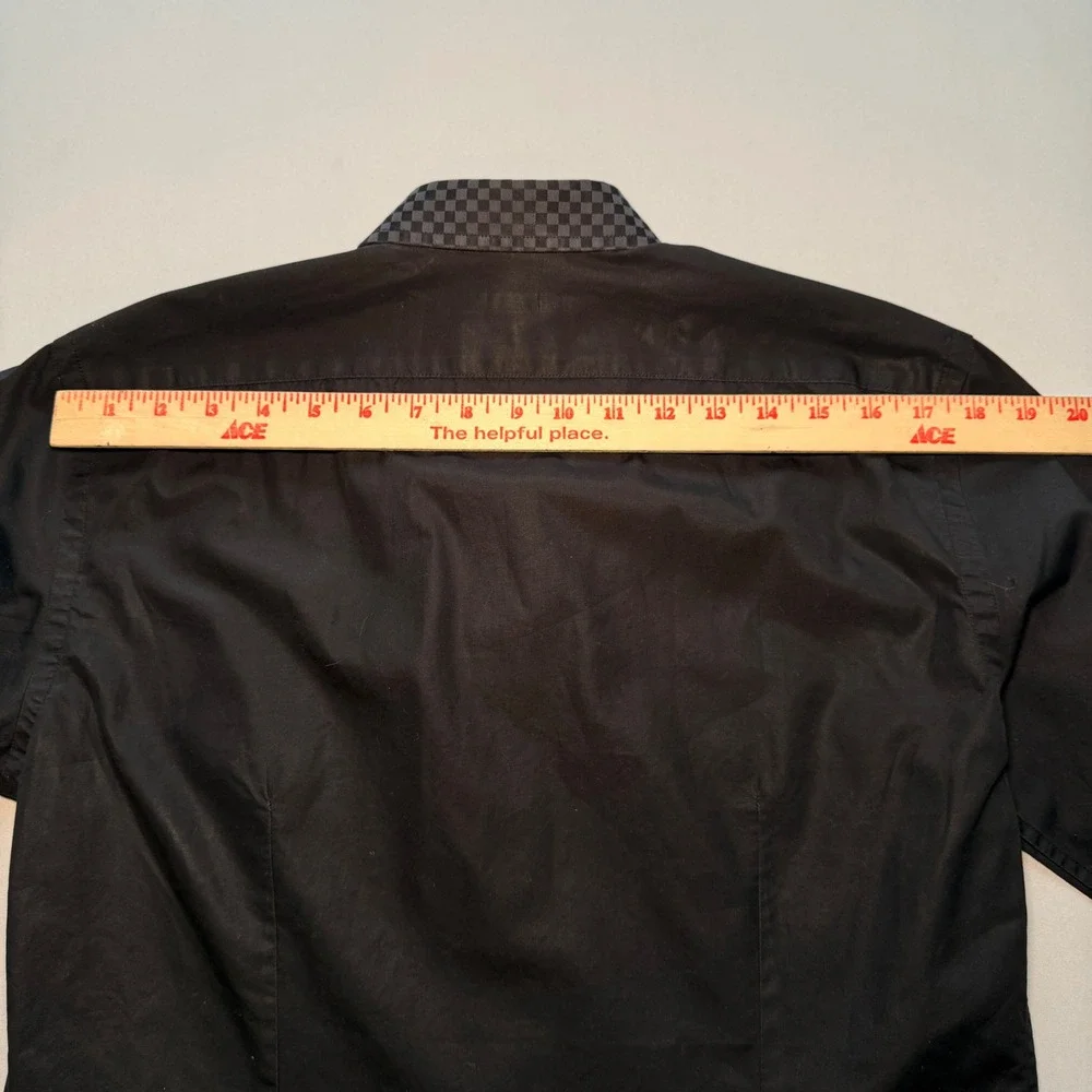 Master Cut Thomas Mason Shirt Mens XL Black Italian Fabric Checkered Trim Luxury
